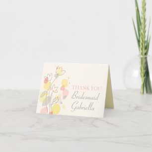 Graphic floral wedding bridesmaid thank you card