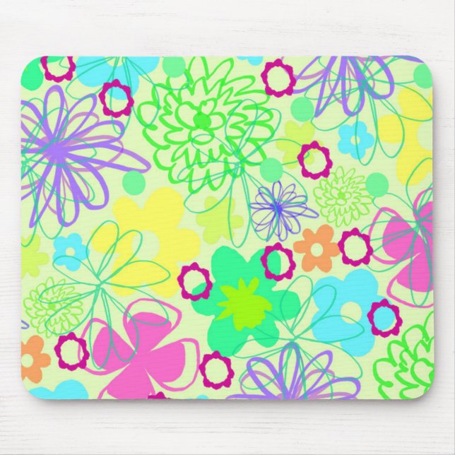 Graphic Flowers Mouse Pad (Front)