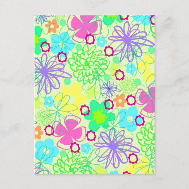 Graphic Flowers Postcard (Front)