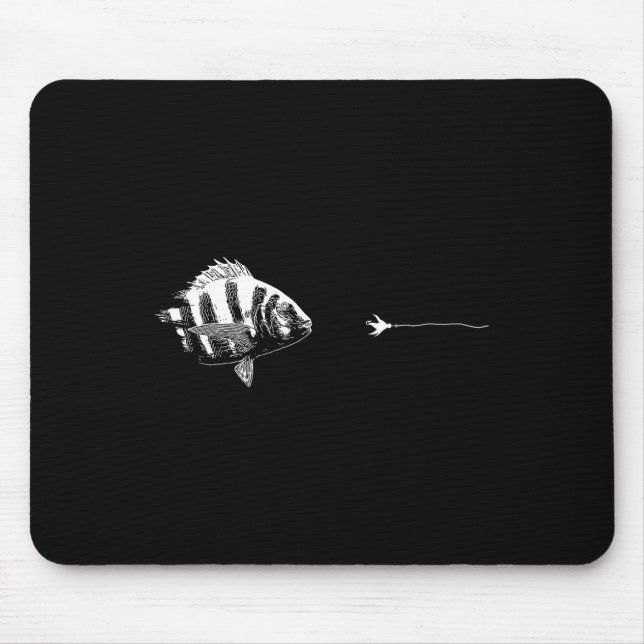Graphic Fly Fishing Hook Line - Fish Sheepshead  Mouse Pad (Front)