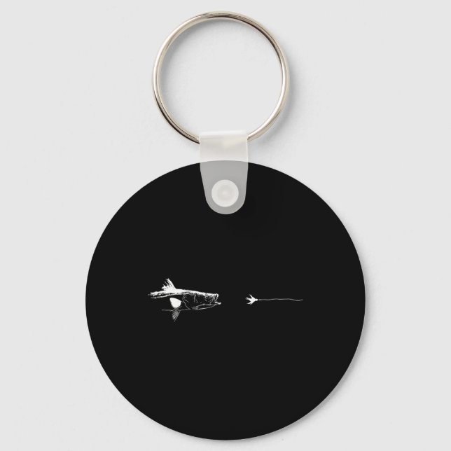 Graphic Fly Fishing Hook Line - Fish Snook  Key Ring (Front)