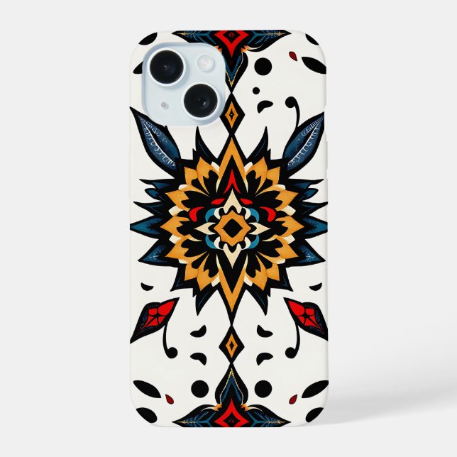 Graphic Folk Art Starburst Phone Case (Back)