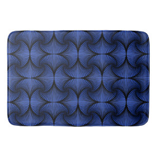 Graphic Geometric 3D Scallop Fan Blue Bath Mat