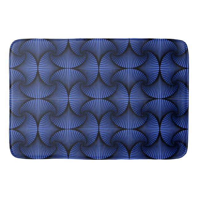 Graphic Geometric 3D Scallop Fan Blue Bath Mat (Front)