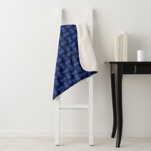 Graphic Geometric 3D Scallop Fan Blue Sherpa Blanket