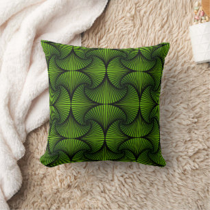 Graphic Geometric 3D Scallop Fan Green Cushion