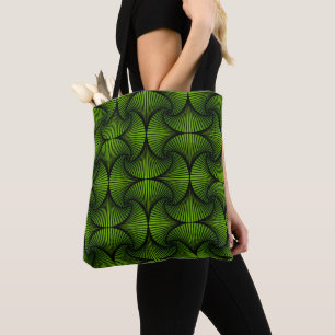Graphic Geometric 3D Scallop Fan Green Tote Bag