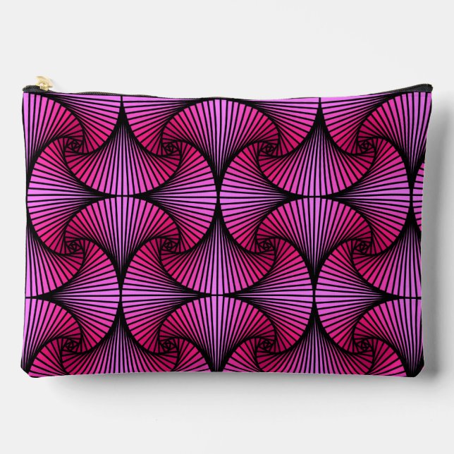 Graphic Geometric 3D Scallop Fan Pink Accessory Pouch (Front)