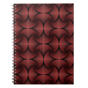 Graphic Geometric 3D Scallop Fan Red Notebook