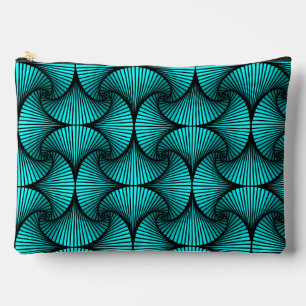 Graphic Geometric 3D Scallop Fan Turquoise Accessory Pouch