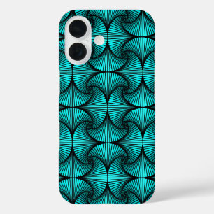 Graphic Geometric 3D Scallop Fan Turquoise iPhone 16 Case