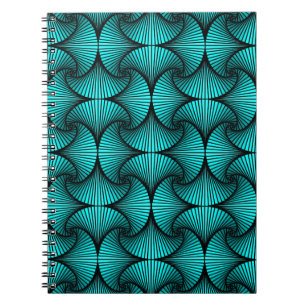 Graphic Geometric 3D Scallop Fan Turquoise Notebook