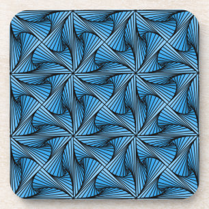 Graphic Geometric 3D Spiral Twist Blue Coaster