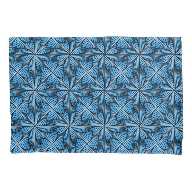 Graphic Geometric 3D Spiral Twist Blue Pillowcase (Front)