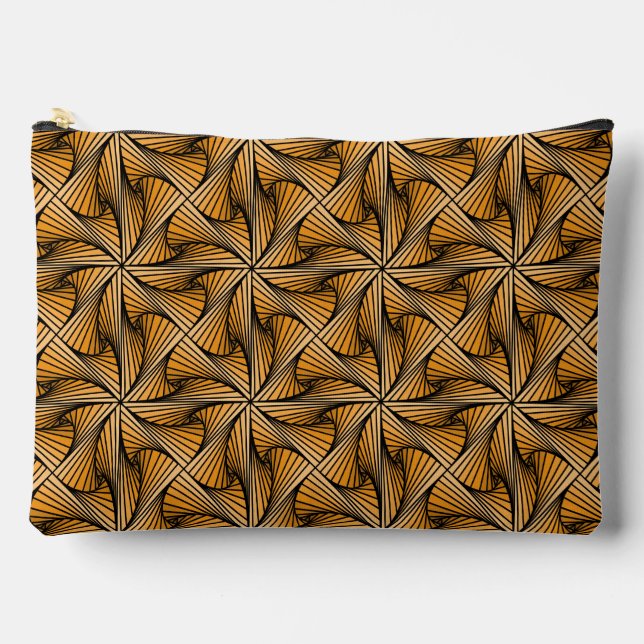 Graphic Geometric 3D Spiral Twist Orange Accessory Pouch (Front)
