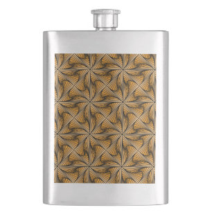 Graphic Geometric 3D Spiral Twist Orange Hip Flask