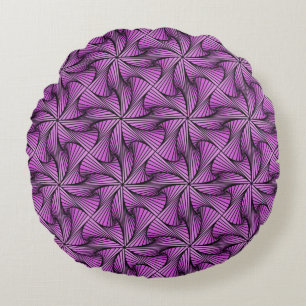 Graphic Geometric 3D Spiral Twist Pink Round Cushion