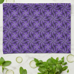 Graphic Geometric 3D Spiral Twist Purple Tea Towel