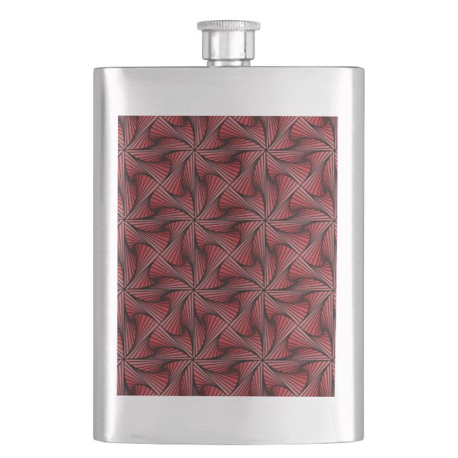 Graphic Geometric 3D Spiral Twist Red Hip Flask (Front)