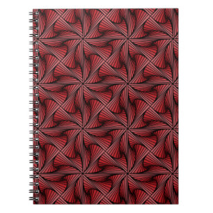 Graphic Geometric 3D Spiral Twist Red Notebook