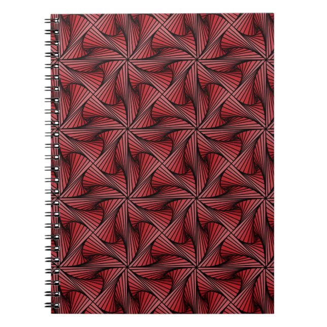 Graphic Geometric 3D Spiral Twist Red Notebook (Front)