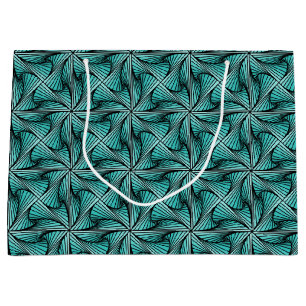 Graphic Geometric 3D Spiral Twist Turquoise Green Large Gift Bag
