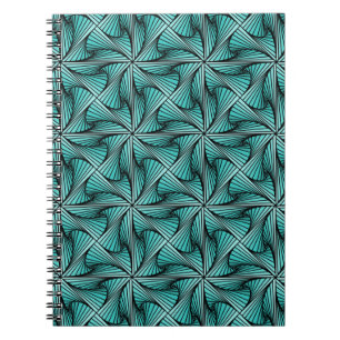 Graphic Geometric 3D Spiral Twist Turquoise Green Notebook