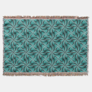 Graphic Geometric 3D Spiral Twist Turquoise Green Throw Blanket