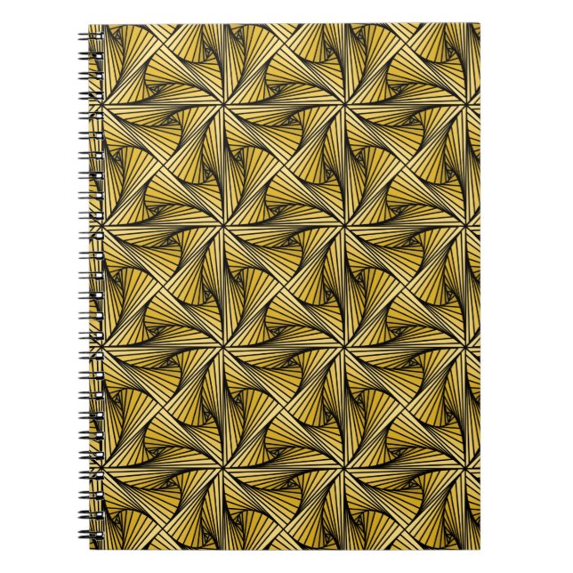 Graphic Geometric 3D Spiral Twist Yellow Notebook (Front)
