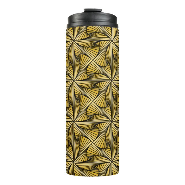 Graphic Geometric 3D Spiral Twist Yellow Thermal Tumbler (Front)