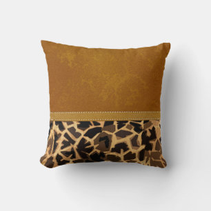 Graphic Giraffe Print Digital Distressed Leather Cushion