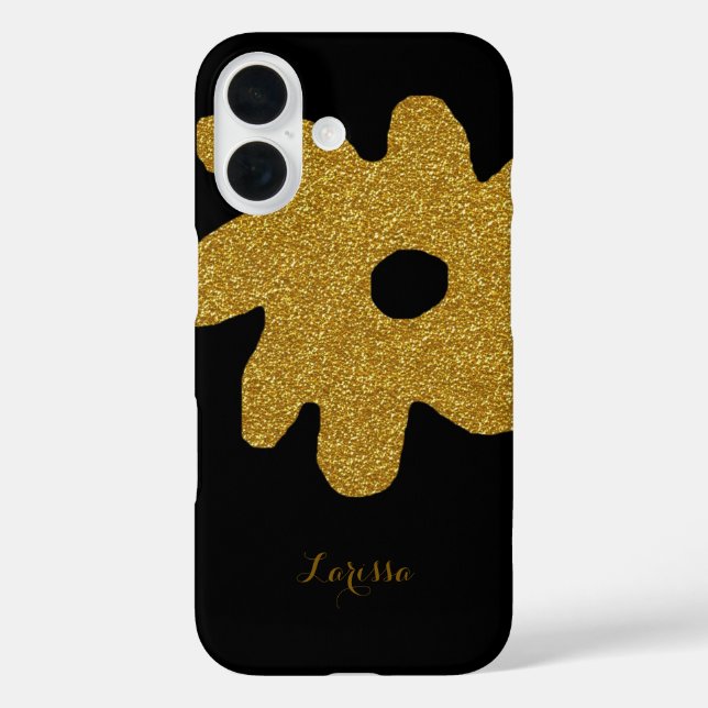 graphic golden flower on black Case-Mate iPhone case (Back)