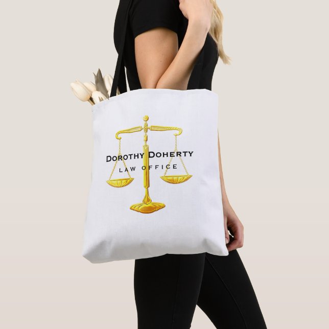 Graphic Golden Scales of Justice | Lawyer Tote Bag (Close Up)