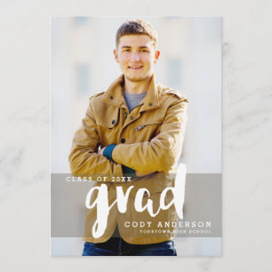 Graphic Grad Modern Brush Lettered   Graduation Invitation
