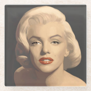 Graphic Grey Marilyn Glass Coaster