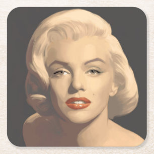 Graphic Grey Marilyn Square Paper Coaster