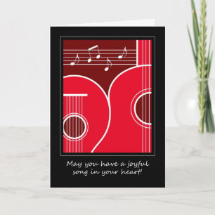 Graphic Guitar, Lute and Music Notes Holiday Card