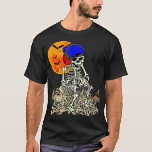 graphic Halloween Skeleton Gamer funny Gaming boys T-Shirt