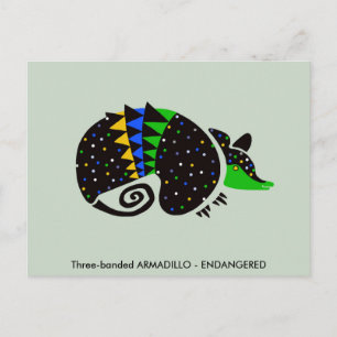 Graphic hand drawn ARMADILLO - Endangered animal Postcard