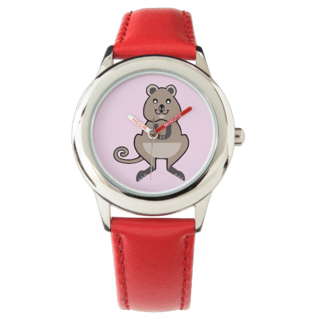 Graphic - Happy QUOKKA - Marsupial - Pink watch (Front)