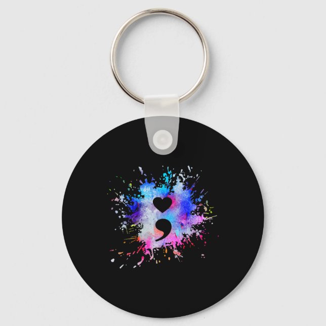 Graphic Heart Semicolon Symbol  Key Ring (Front)