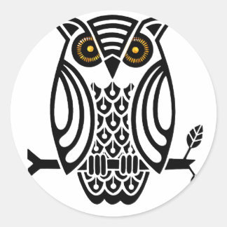 Graphic Hoot Owl Classic Round Sticker