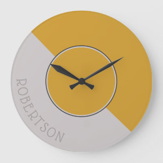 Graphic Hot Mustard and Taupe Personalised Large Clock