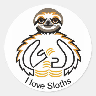 Graphic I love SLOTHS - Nature - Wildlife Classic Round Sticker
