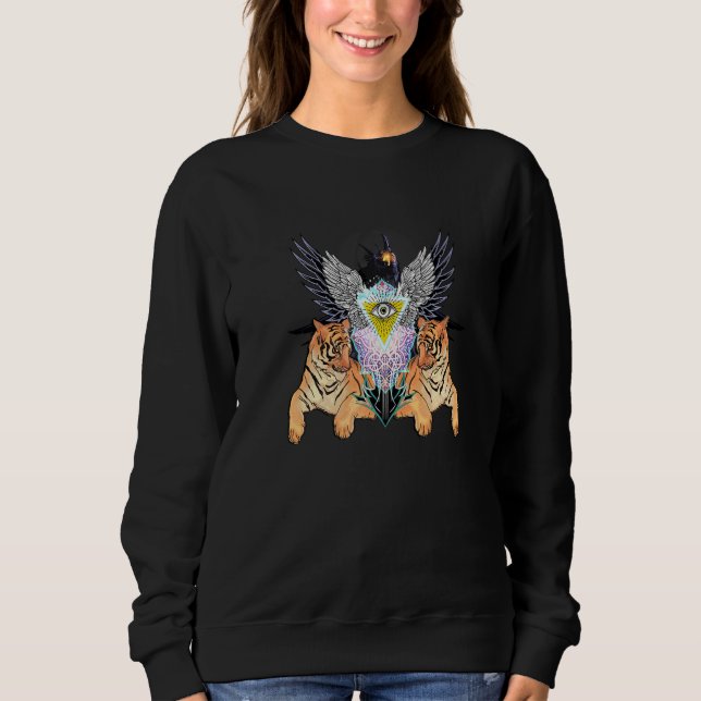 Graphic Illuminati Mystical Winged Eye With Crow A Sweatshirt (Front)
