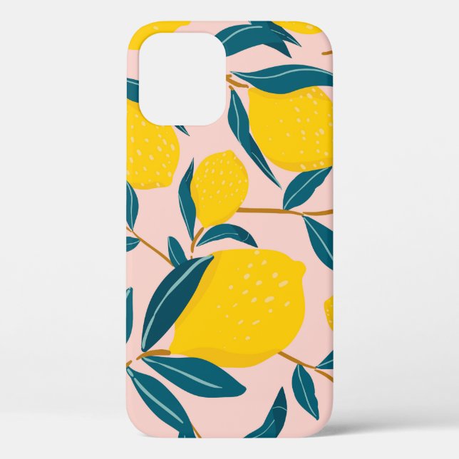Graphic illustrated lemons: pink seamless pattern Case-Mate iPhone case (Back)