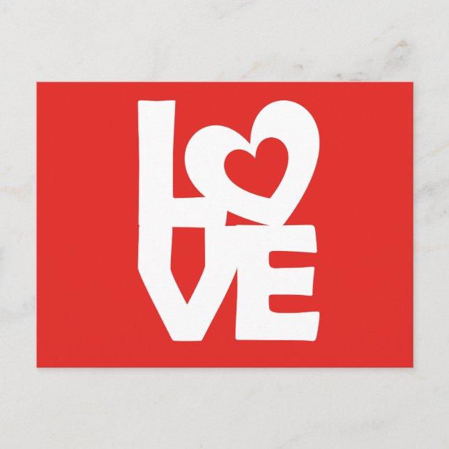 Graphic Illustration I love You with heart on red Postcard (Front)