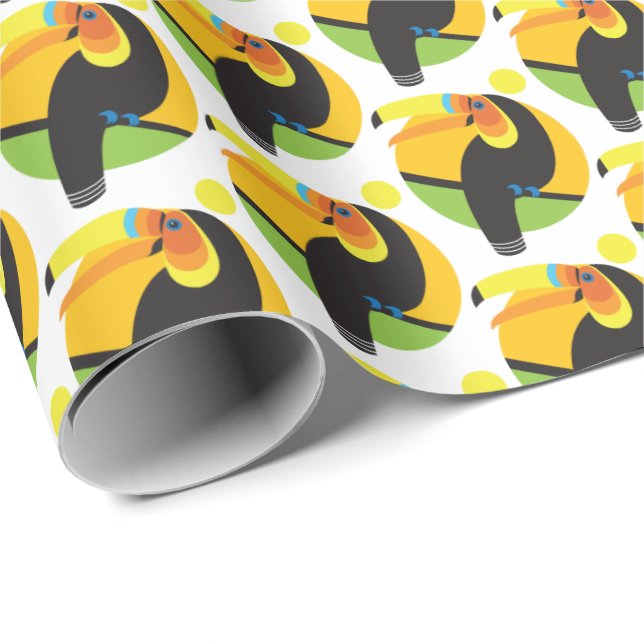 Graphic Illustration Toucan Tropical Birds Wrapping Paper (Roll Corner)