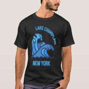 Graphic Lake Champlain New York Pocket Wave Souven T-Shirt