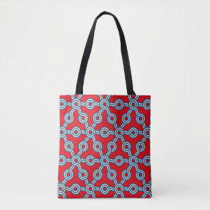 graphic lattice seamless pattern with hexagons gri tote bag
